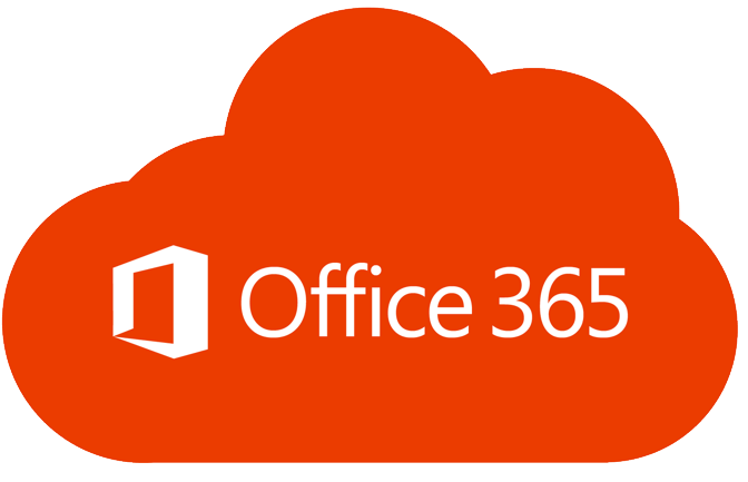 An orange cloud with the word office 365 on it