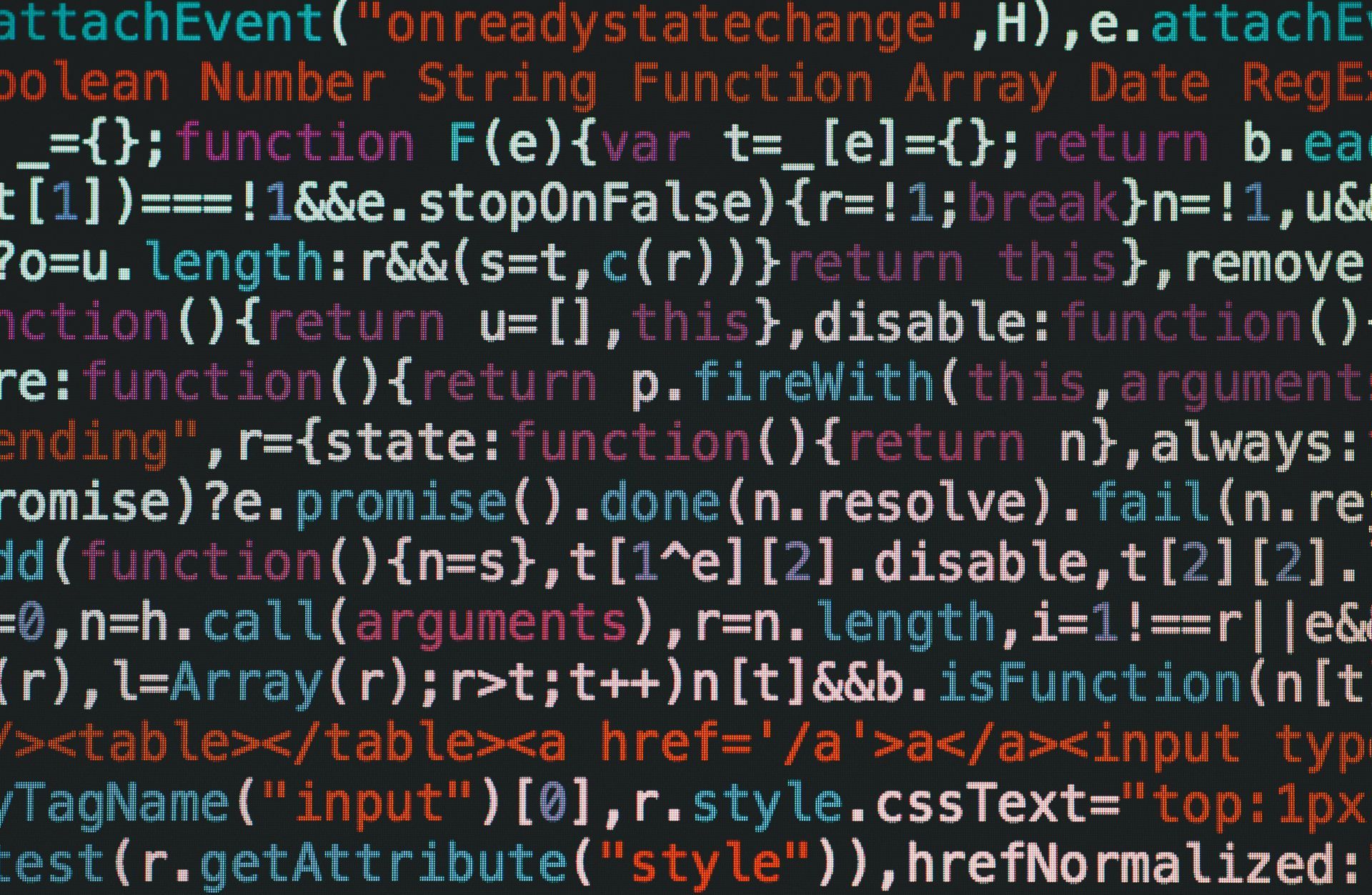 A bunch of code that says attach event on it