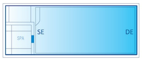 A Diagram drawing of a Medium Brooklyn Slimline Pool & Spa Combo 7.2m x 3.5m — SJ Pools and Concreting in Dubbo, NSW