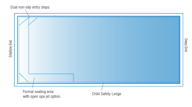 A Diagram drawing of a Medium Billabong Pool 7.5m x 3.8m — SJ Pools and Concreting in Dubbo, NSW