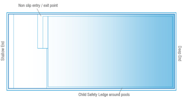 A Diagram drawing of a Medium Sunseeker 7.6m x 4.4m — SJ Pools and Concreting in Dubbo, NSW