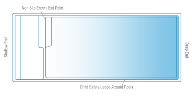 A Diagram drawing of a Medium Sunseeker Slimline 8.2m x 3.5m — SJ Pools and Concreting in Dubbo, NSW
