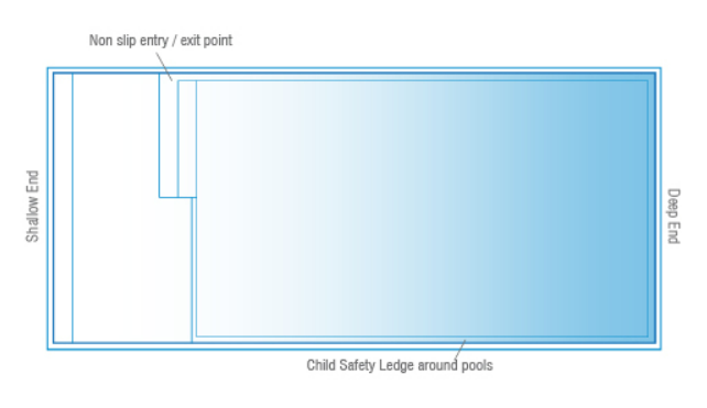 A Diagram drawing of a Medium Sunseeker 8.6m x 4.4m — SJ Pools and Concreting in Dubbo, NSW