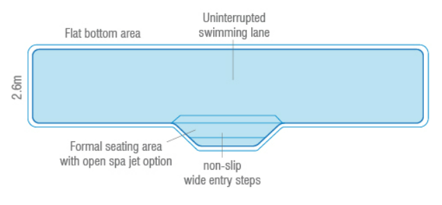 A Diagram drawing of a Medium Lap Pool 8.3m x 3.5m — SJ Pools and Concreting in Dubbo, NSW
