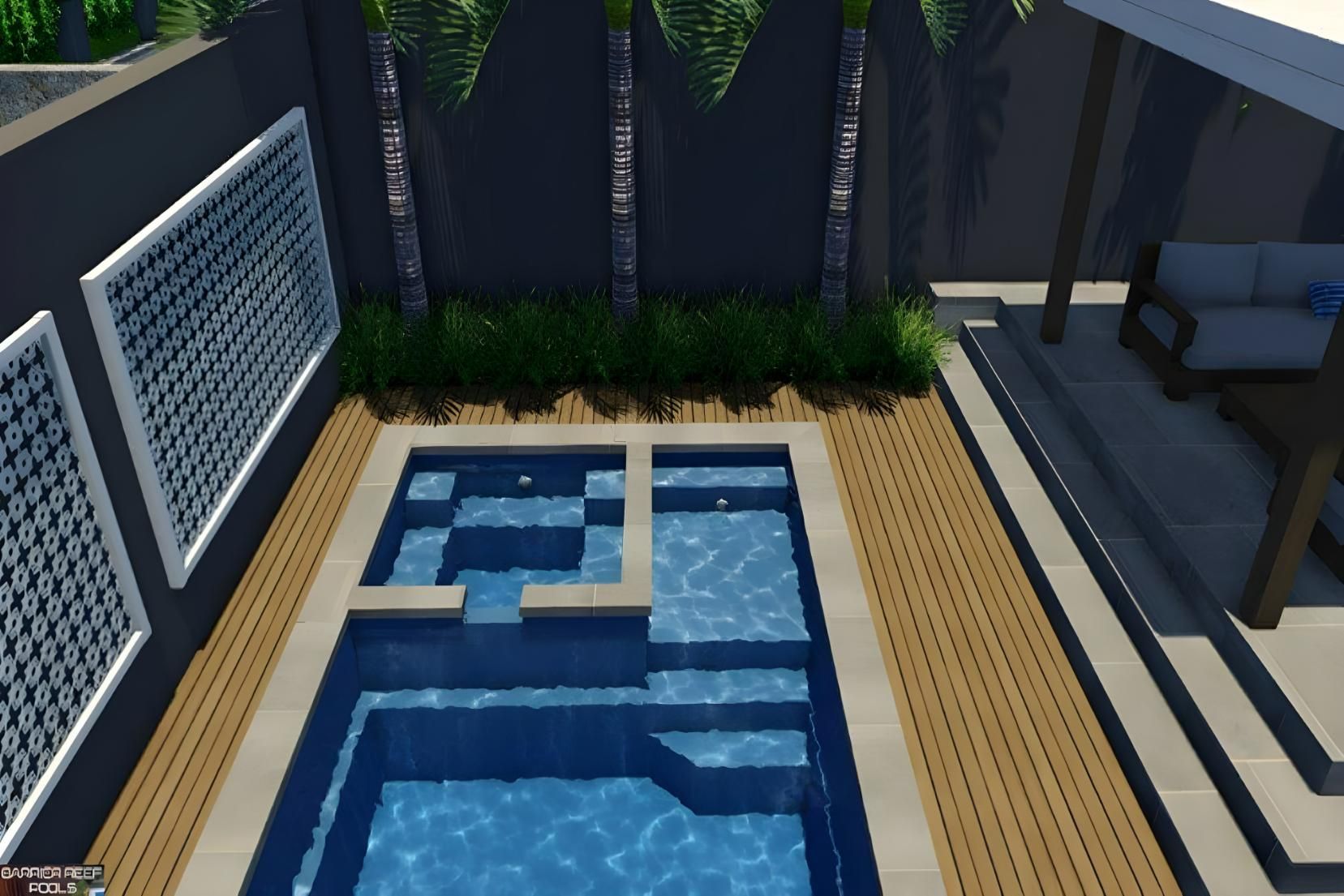 A Picture of a Swimming Pool of Brooklyn Slimline Pool & Spa Combo 6.2m x 3.5m — SJ Pools and Concreting in Dubbo, NSW