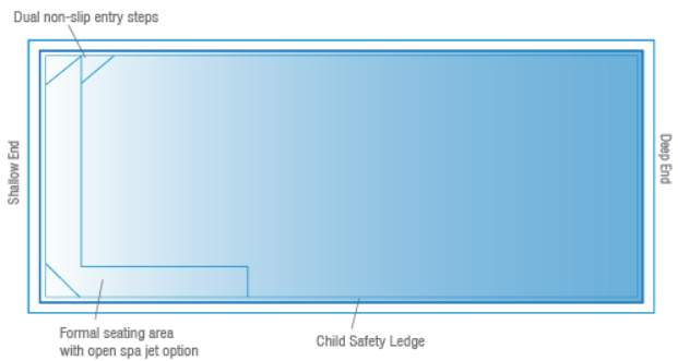 A Diagram drawing of a Large billabong pool 9.5m x 3.8m — SJ Pools and Concreting in Dubbo, NSW
