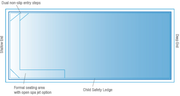 A Diagram drawing of a Large billabong pool 10.5m x 3.8m — SJ Pools and Concreting in Dubbo, NSW