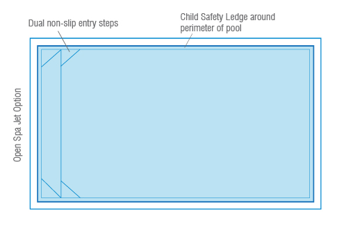 A Diagram drawing of a Billabong Plunge 4.7m x 3.45m — SJ Pools and Concreting in Dubbo, NSW