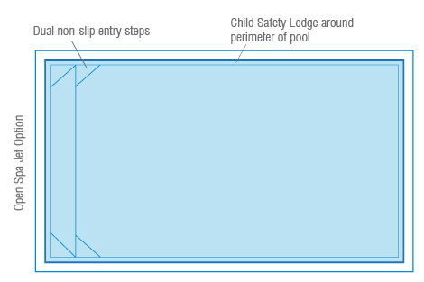 A Diagram drawing of a Billabong Plunge 6.5m x 3.45m — SJ Pools and Concreting in Dubbo, NSW