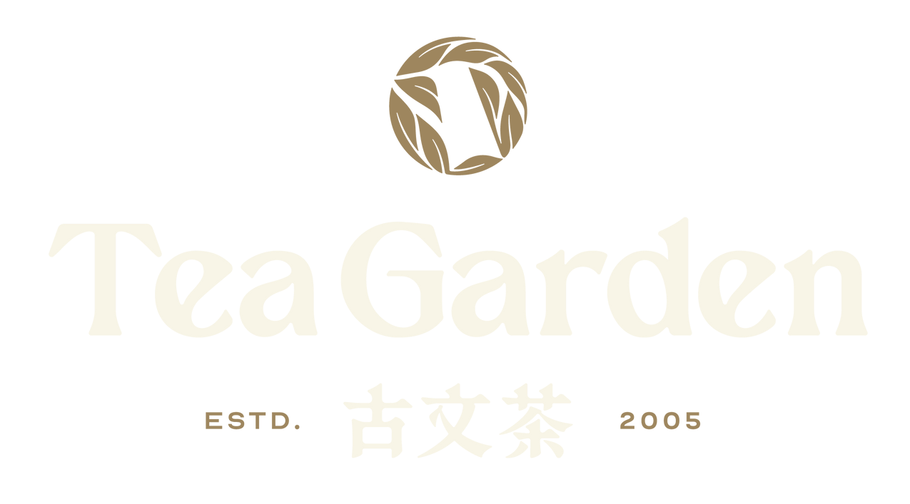 A corporate logo of Tea Garden Restaurant in white version 1