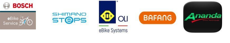 Un mucchio di loghi tra cui bosch shimano e ananda