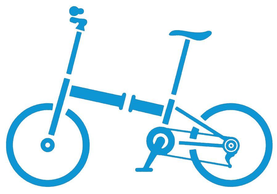 Una bicicletta blu è raffigurata su uno sfondo bianco.