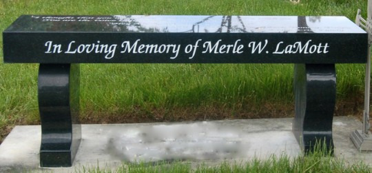 Black granite bench with 