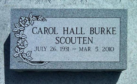 Gray headstone with the name 