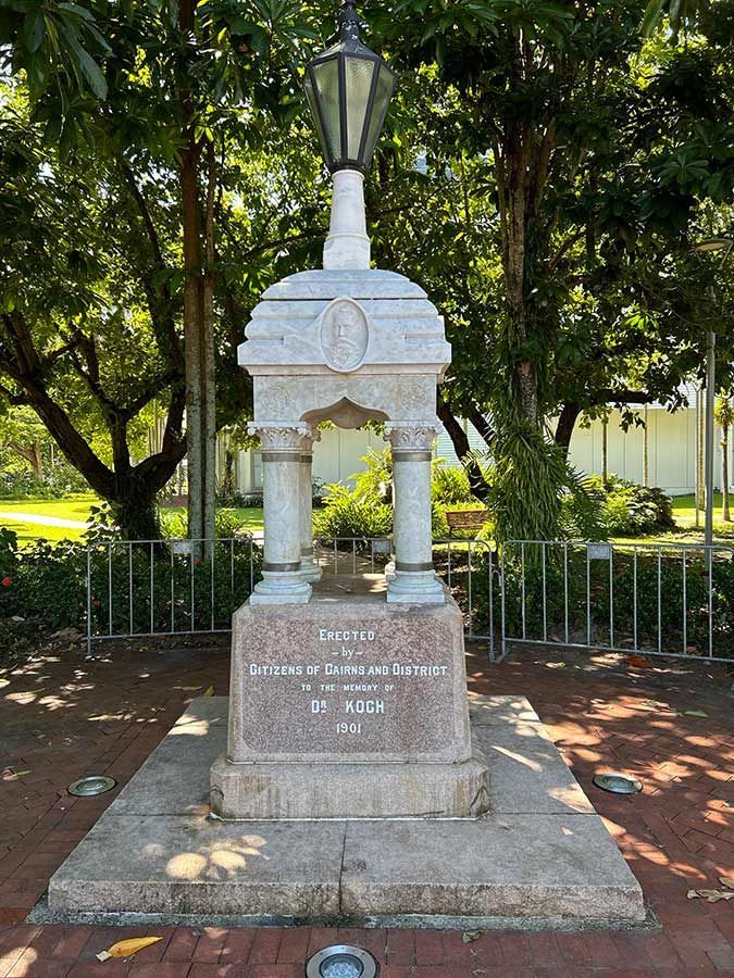 A Statue With A Lamp On Top Of It In A Park — Gori Marble & Granite Pty Ltd in Earlville, QLD