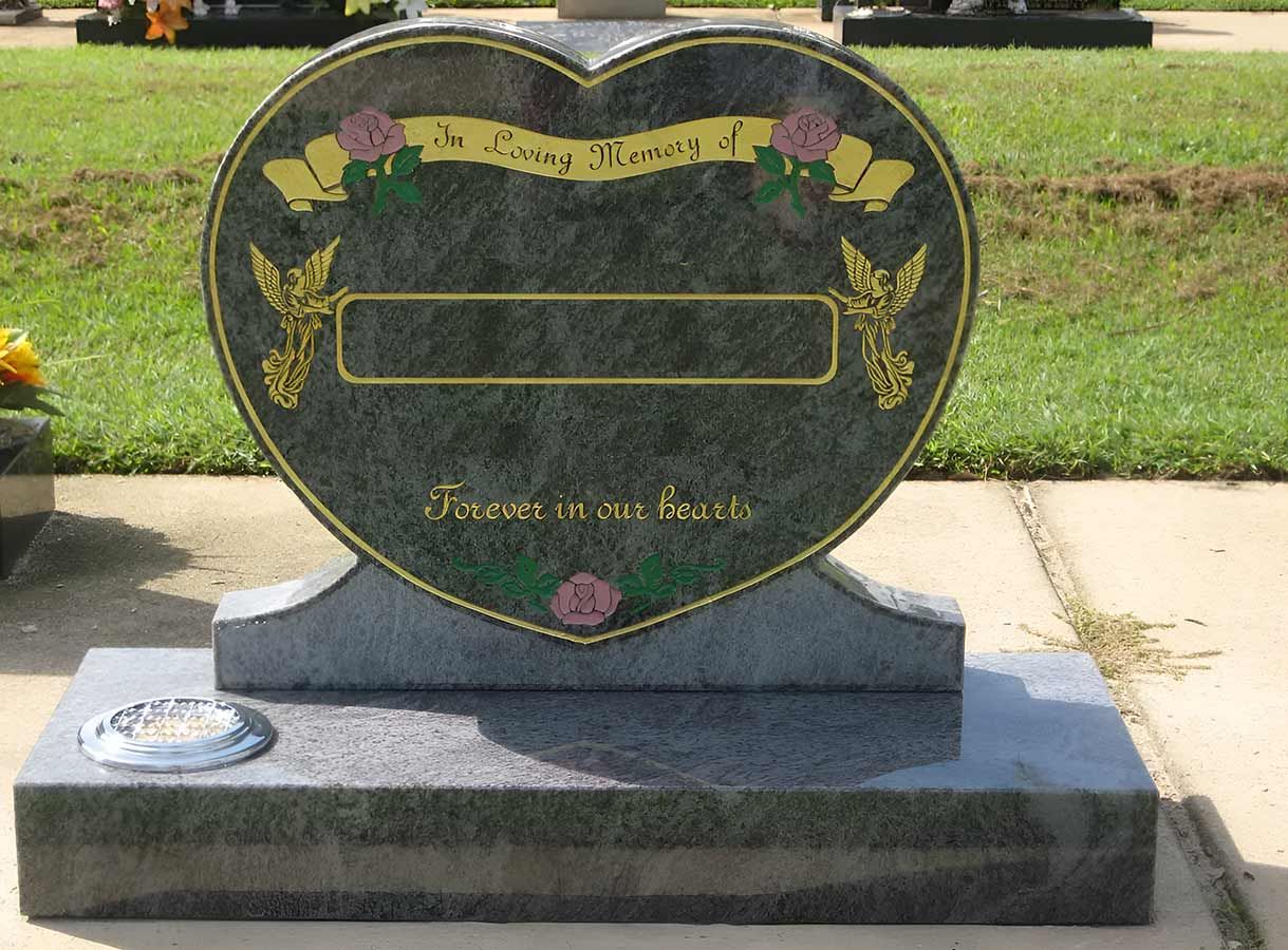 A Heart Shaped Gravestone In A Cemetery — Gori Marble & Granite Pty Ltd in Earlville, QLD