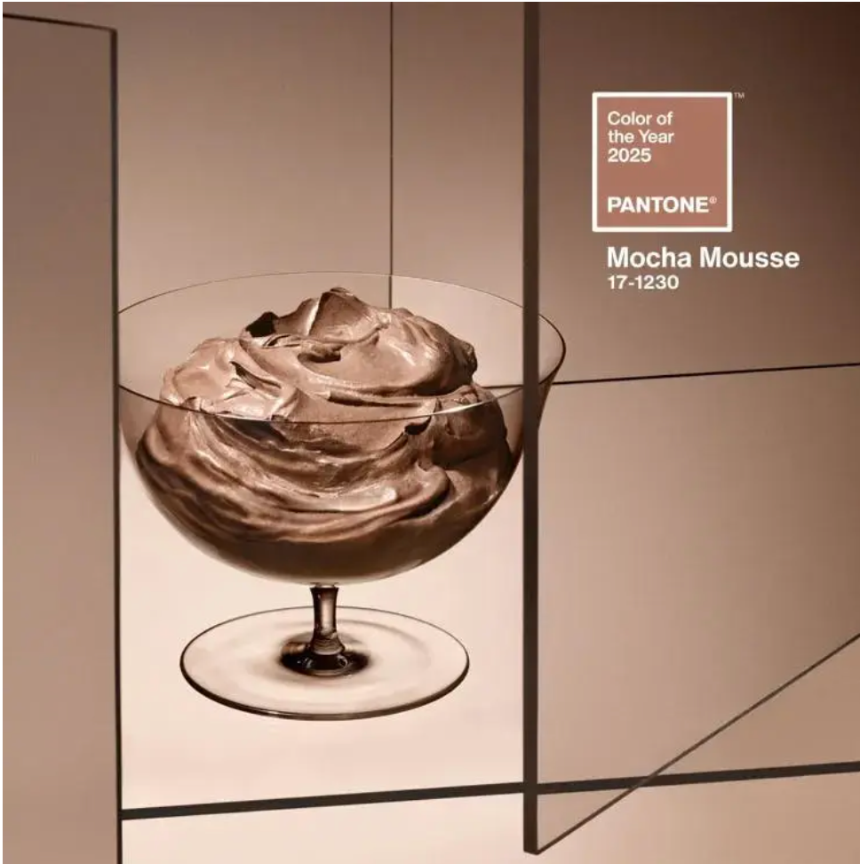 A picture of a bowl of mocha mousse from pantone