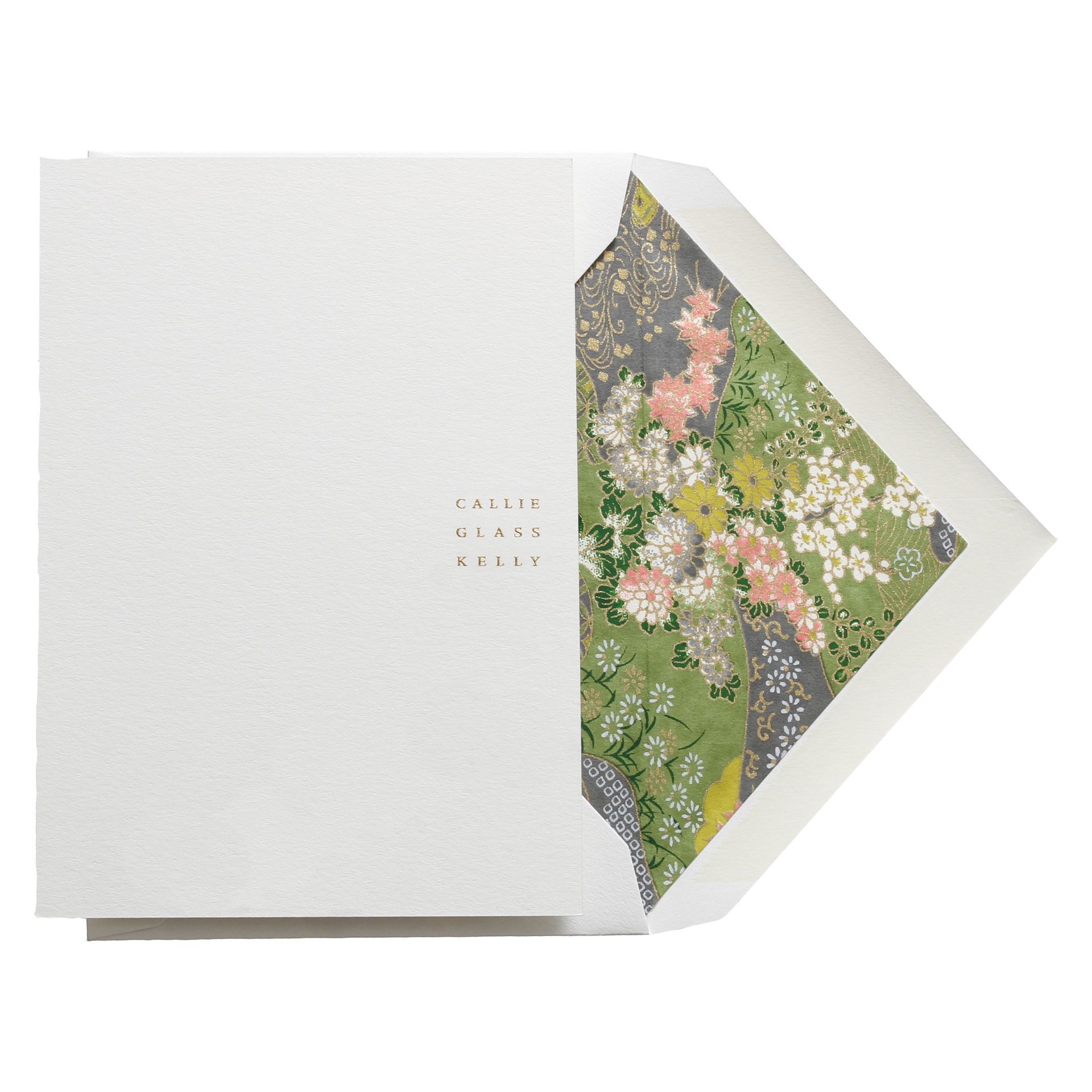 A white envelope with a picture of flowers on it