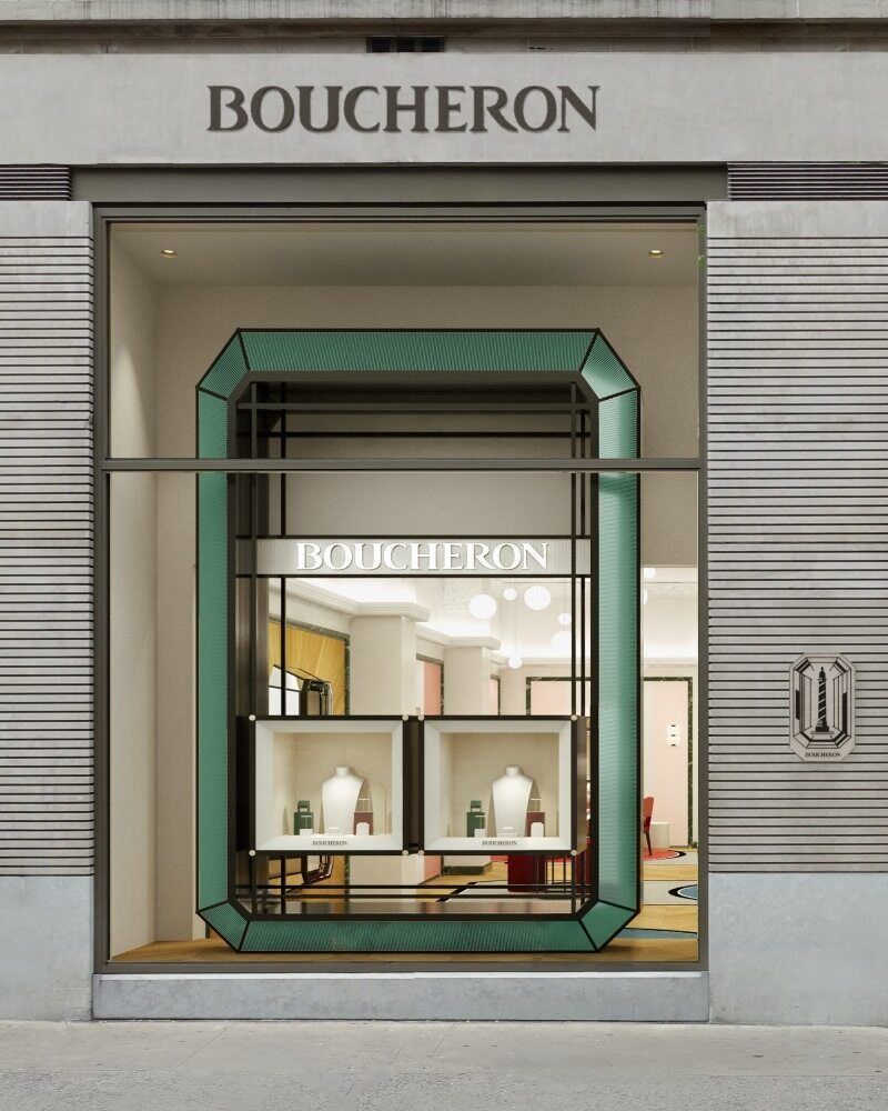 A boucheron store with a large window display