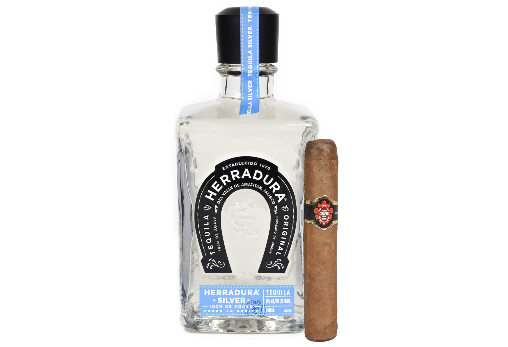 Herradura Silver Tequila (40%) with a Frank Correnti Robusto Claro (52 x 4 ¾)