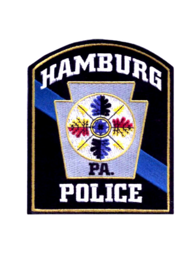 A hamburg pa police patch with a blue line