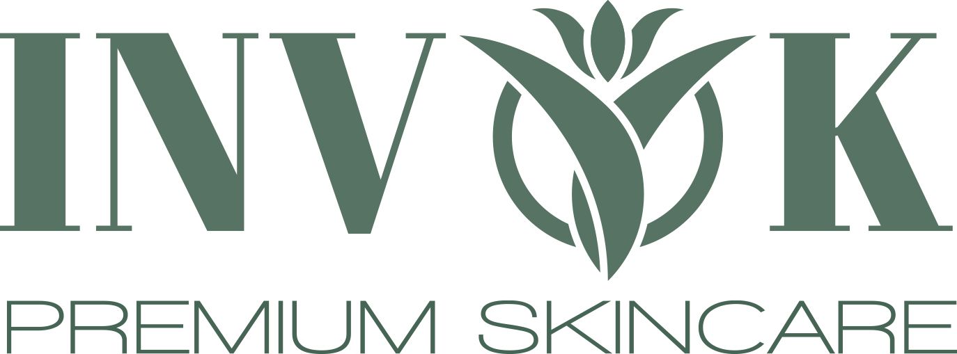 A logo for invoxk skincare with a flower in the middle.
