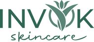 A logo for Invok skincare with a flower in the middle.