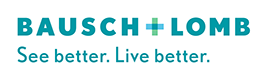 Bausch + Lomb logo with teal text and a teal and green plus sign. "See better. Live better." below.