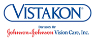 Vistakon logo: Blue text within a blue oval shape, with "Division of Johnson & Johnson Vision Care, Inc." in red.