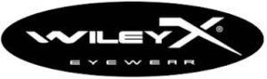 Wiley X eyewear logo on a black oval background.