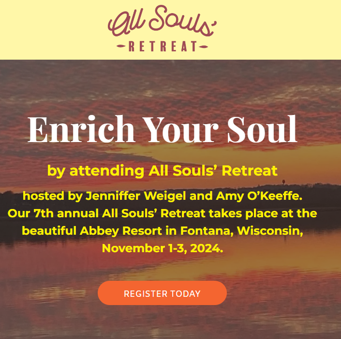 An advertisement for an event called all souls retreat