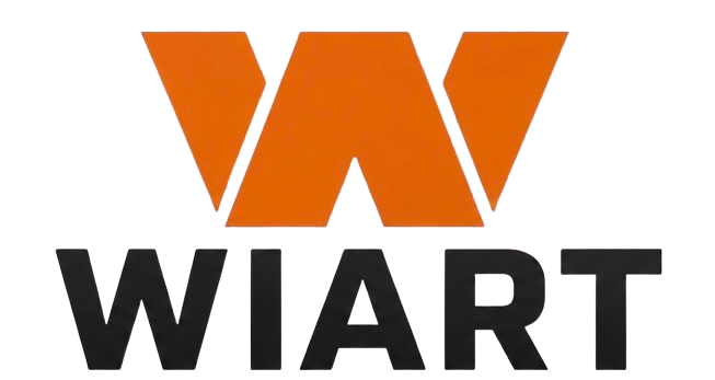 Logotipo da WIART com um W estilizado em laranja acima da marca denominativa preta.