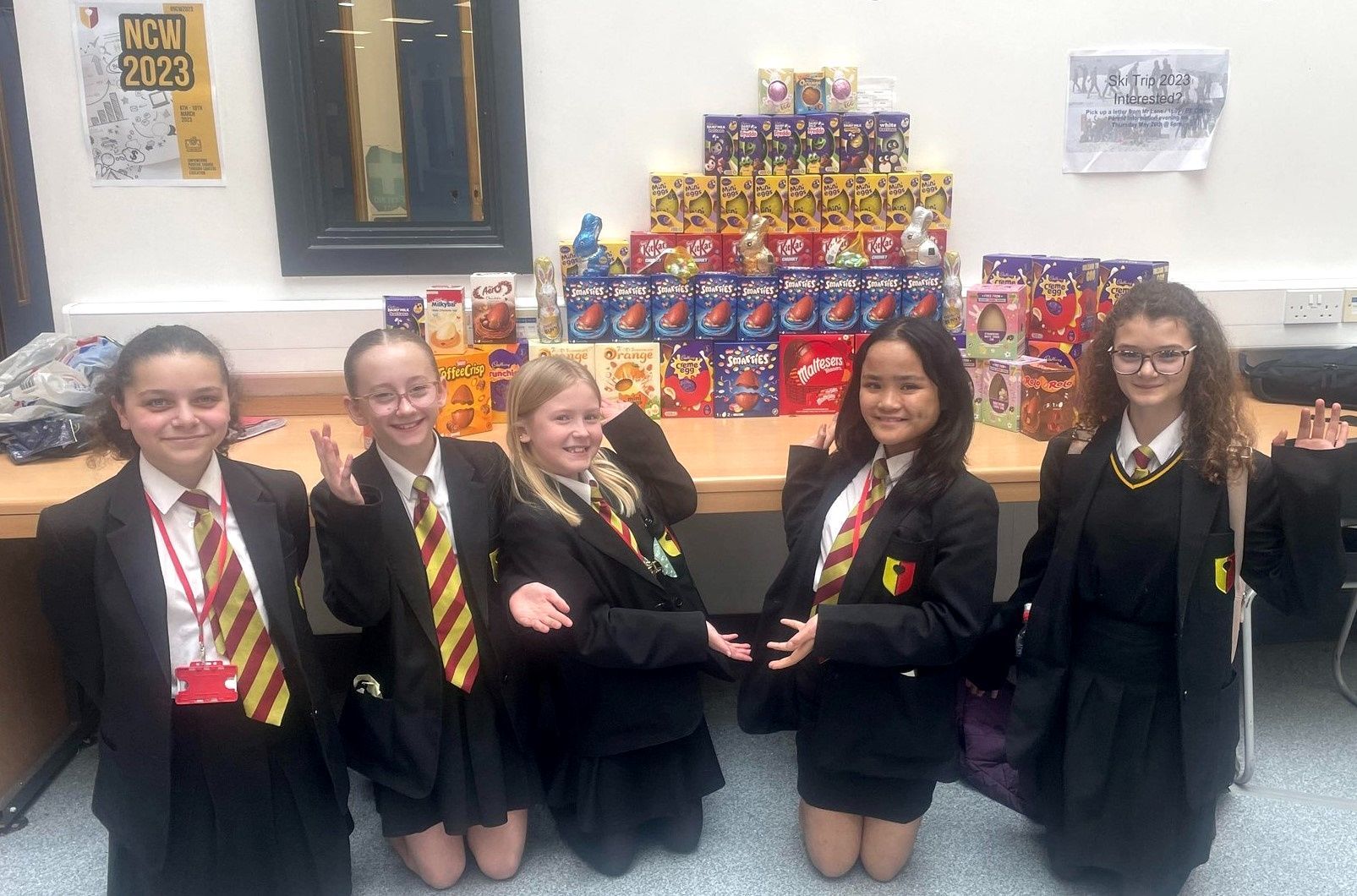 Schoolgirls celebrate the Easter Egg Appeal