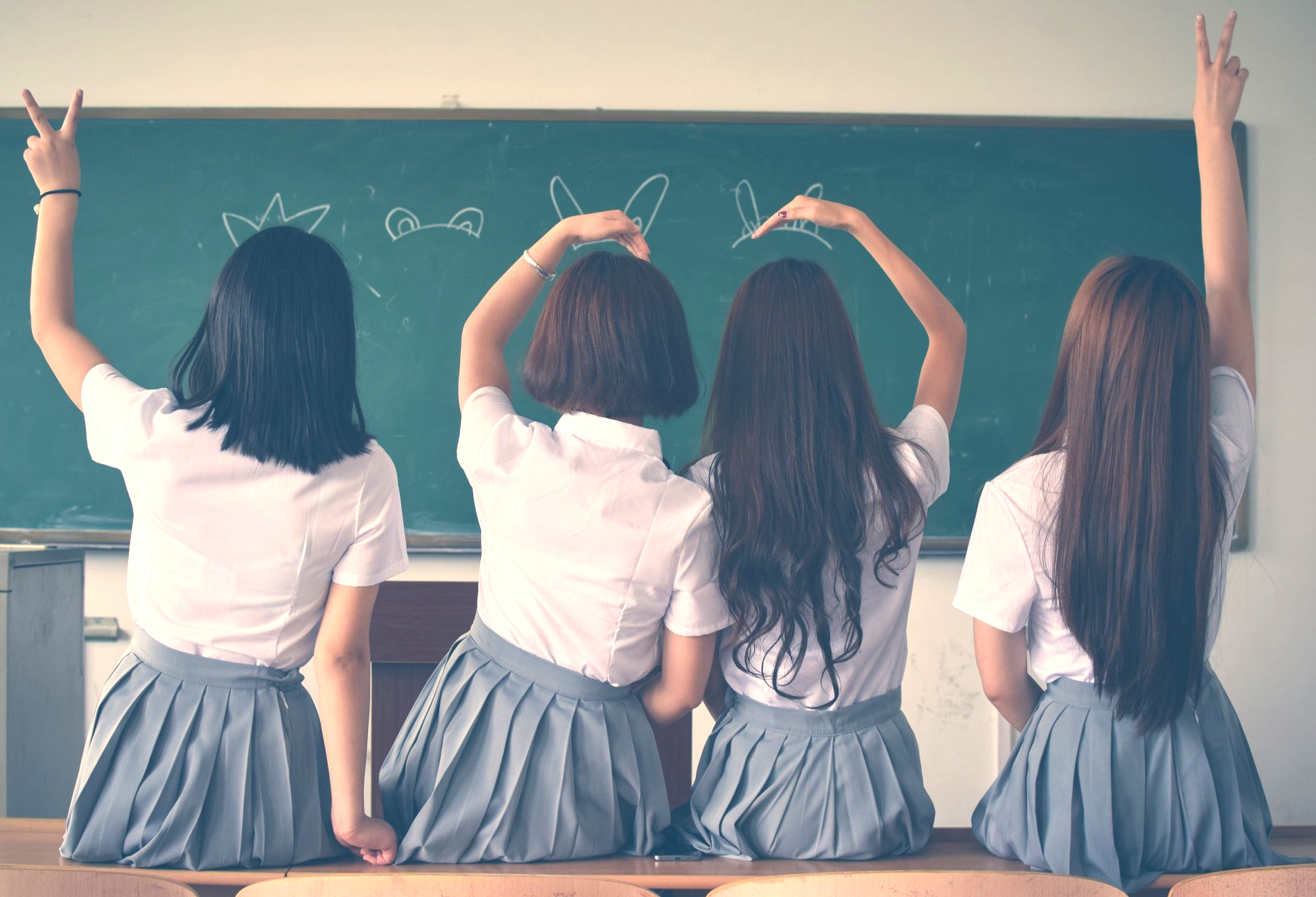 schoolgirls in the classroom