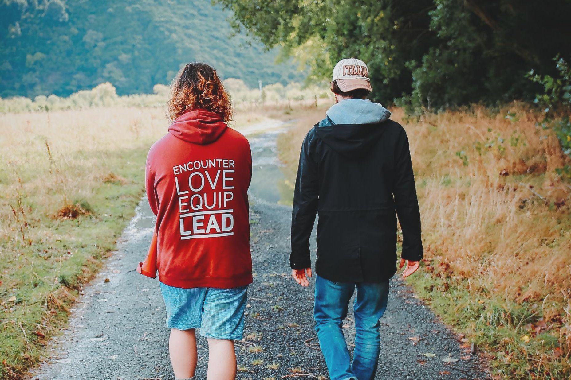 two young people walking