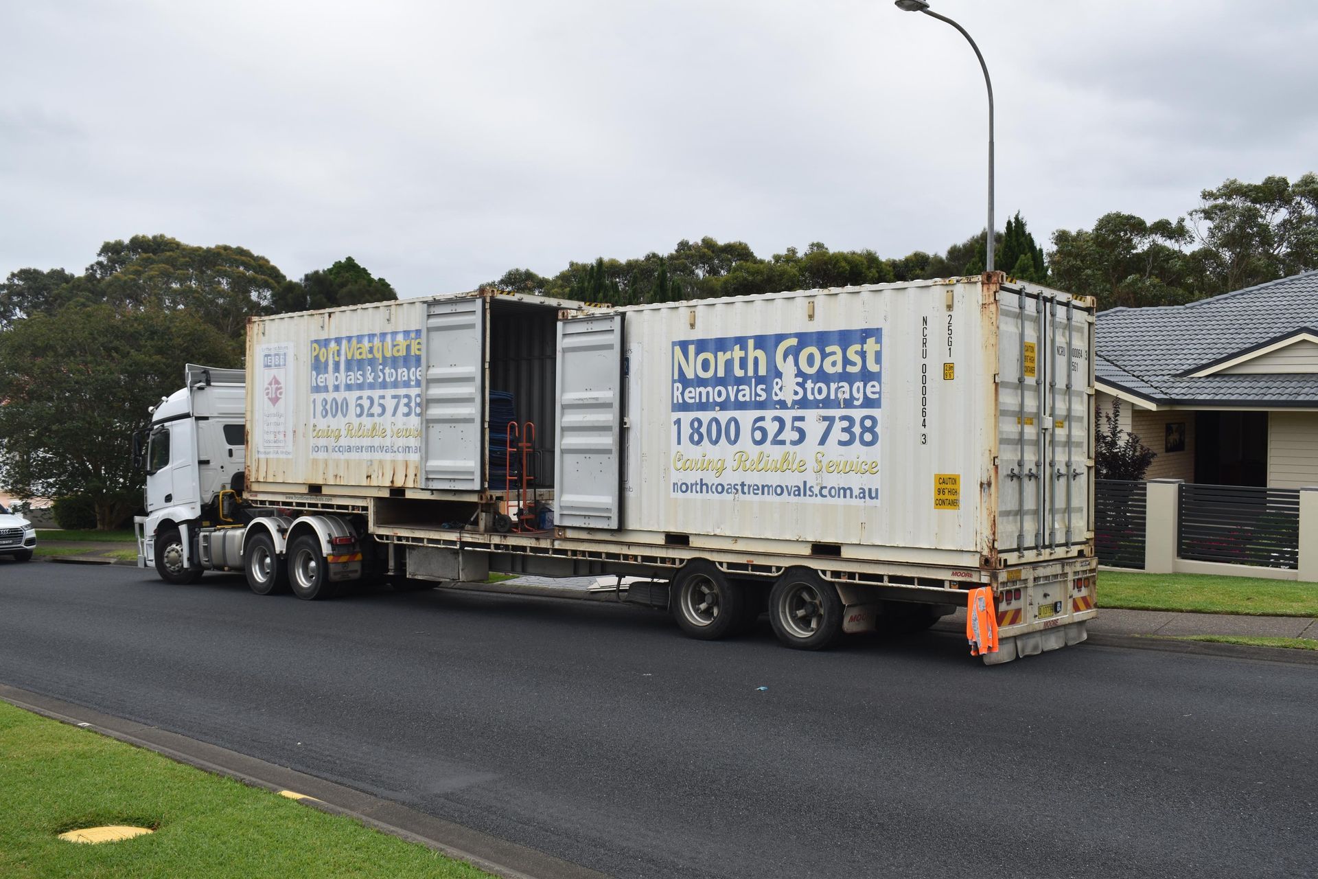 A Semi-truck With Two Containers — Frontline Removals And Storage in Port Macquarie, NSW