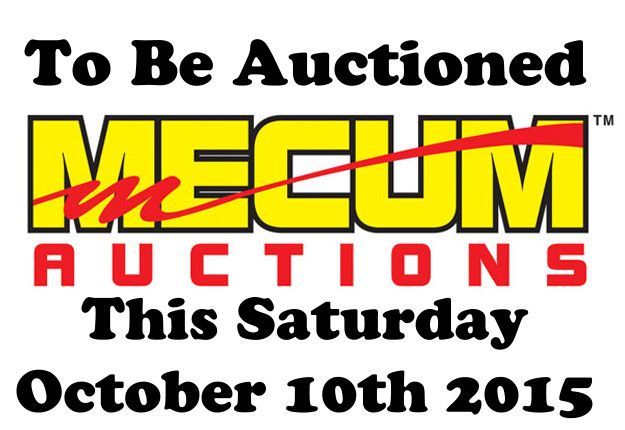 Mecum Auctions ad: auction Saturday, October 10th, 2015. Yellow, red, and black logo and text.