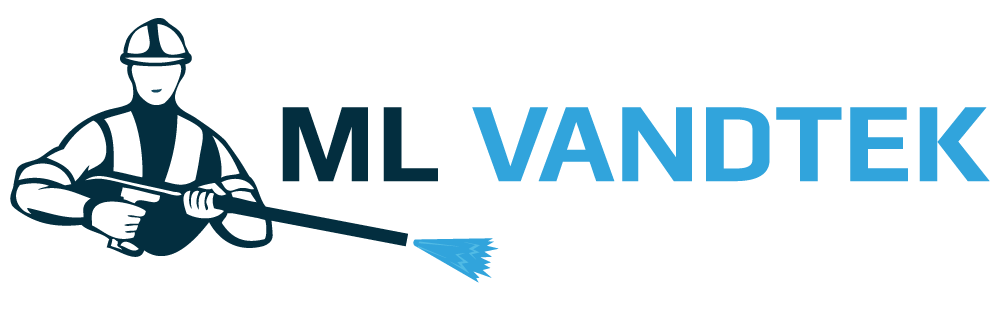 et logo for ml vandtek viser en mand, der holder en højtryksrenser