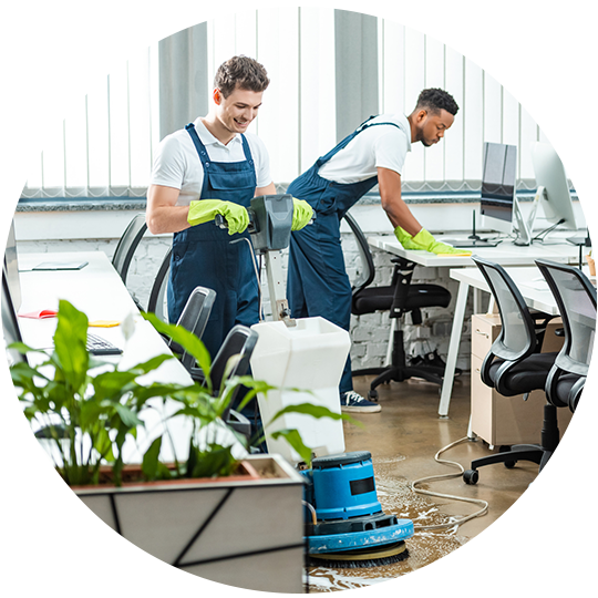 Cleaners Working In Modern Office — Cairns, QLD — Abelia Cleaning