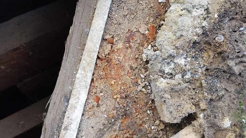 close up of damaged roof