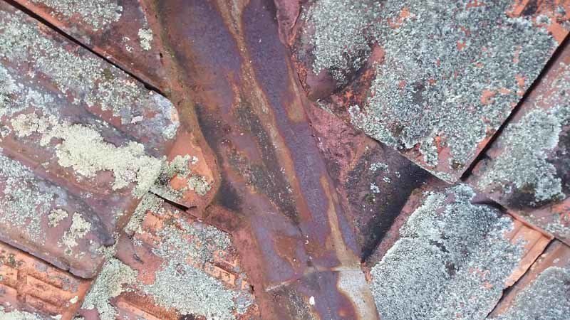close up of damaged roof