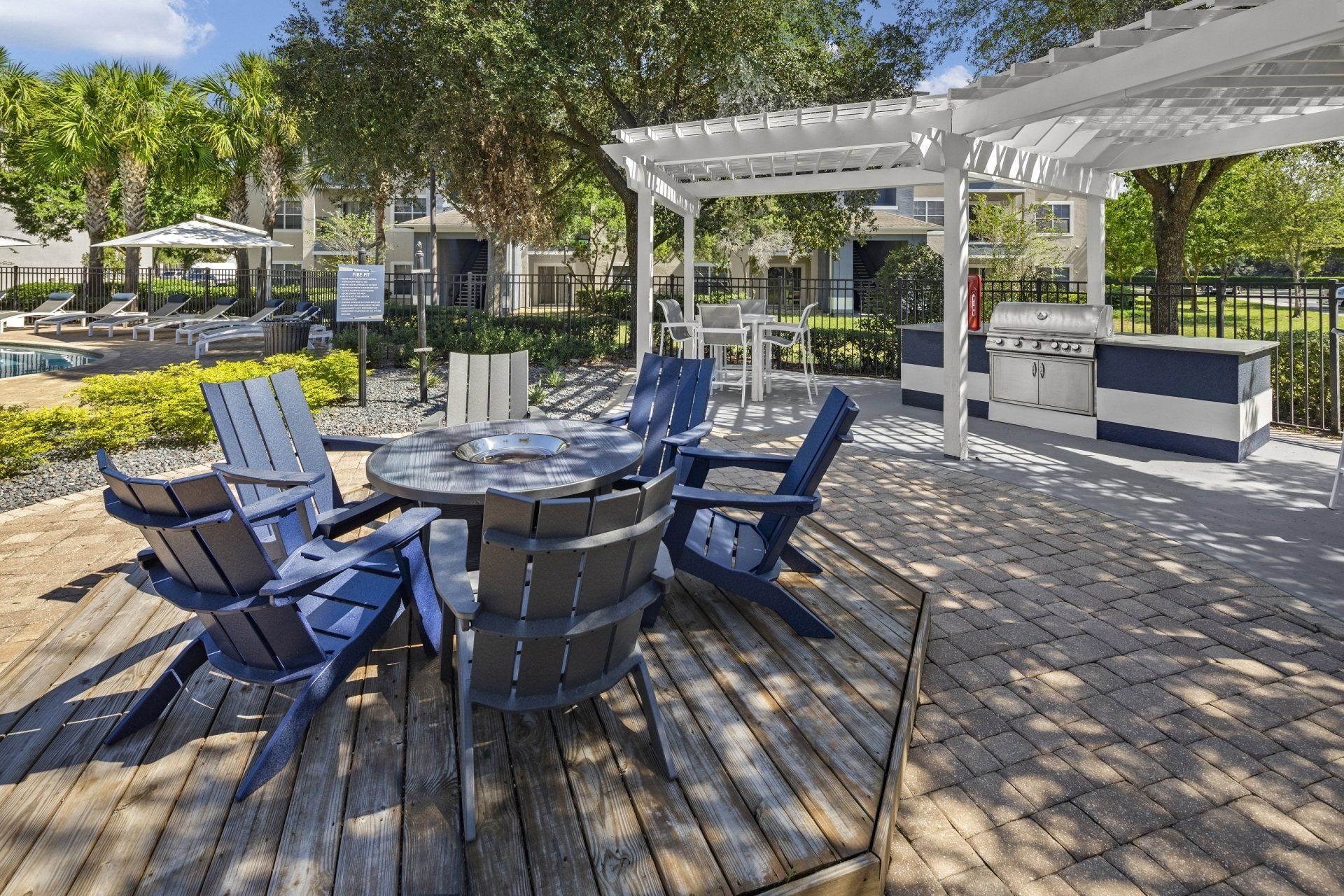 Outdoor BBQ and lounge area at Mezza.