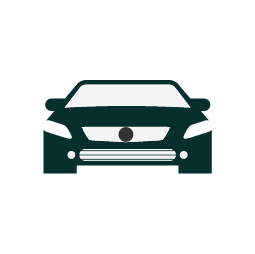 it is a silhouette of a car with a circle in the middle of it .