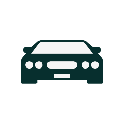 a black and white icon of a car on a white background .
