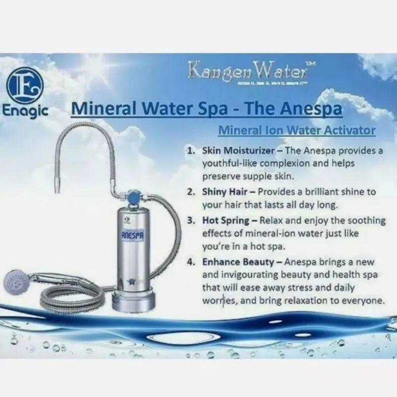 Anespa mineral water spa system with text describing its benefits.