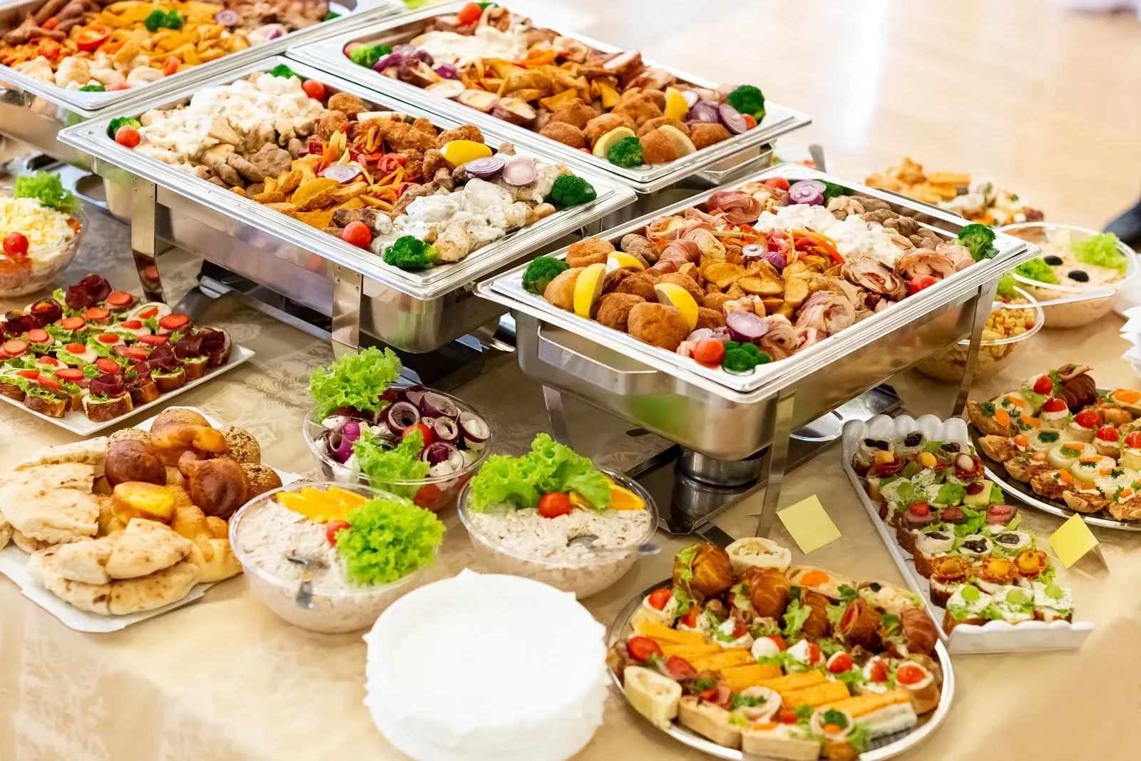 There are many different types of food on the table.
