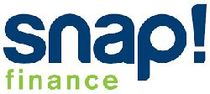 The snap finance logo is blue and green on a white background.