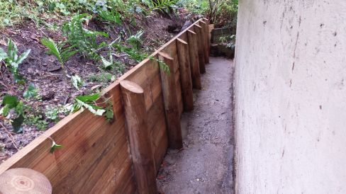 timber wall; timber retaining wall; treated pine