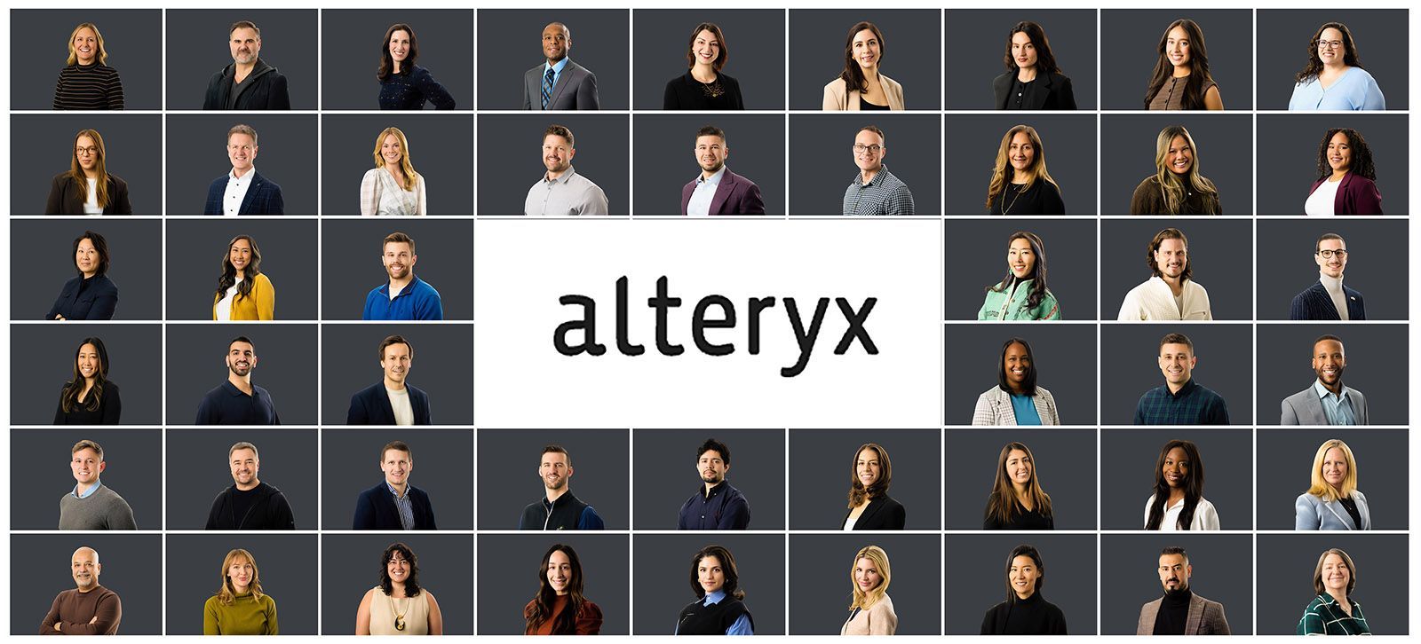 Grid of headshots surrounding