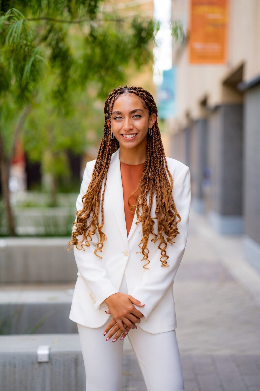 Examples of women's head shots outdoors